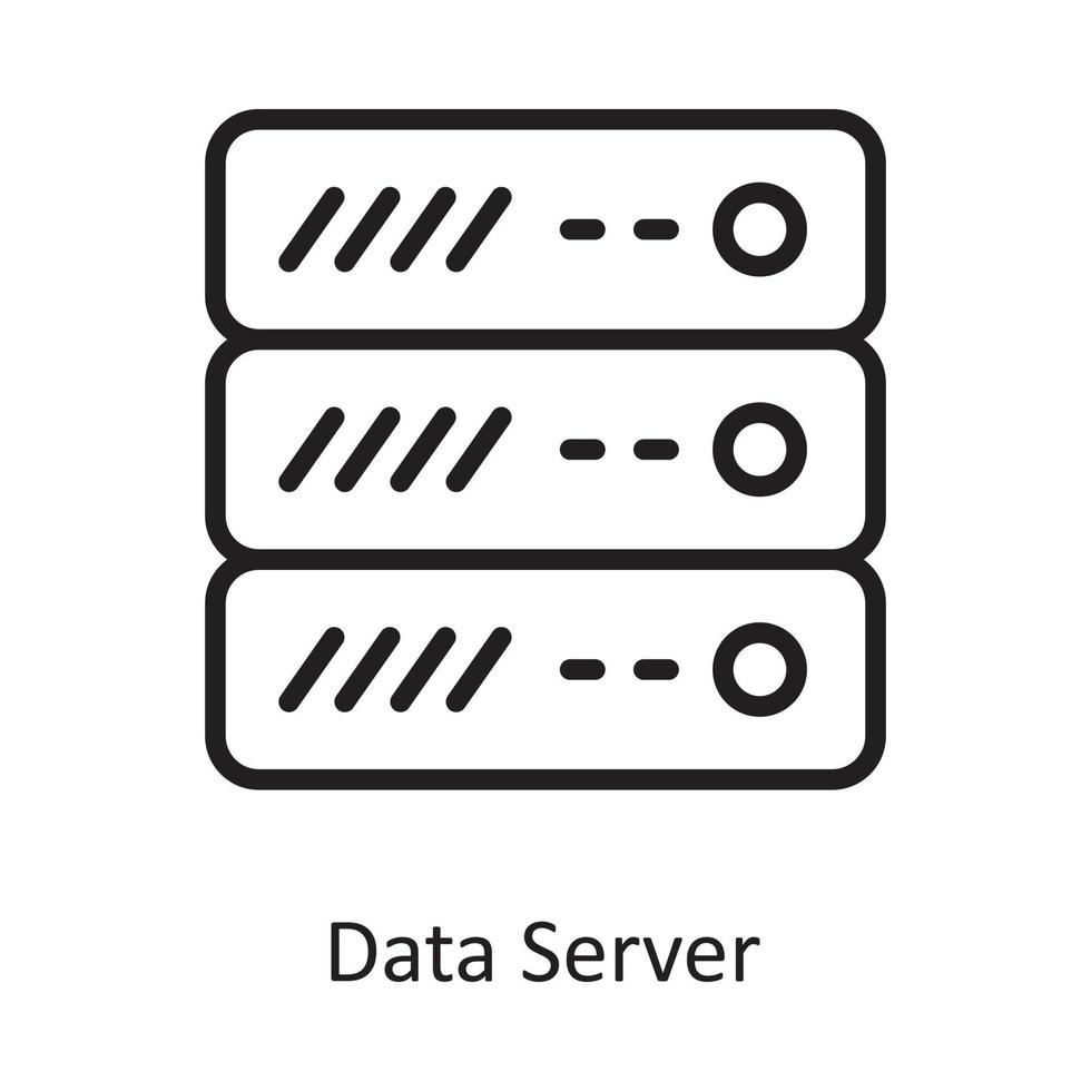 data server vektor översikt ikon design illustration. moln datoranvändning symbol på vit bakgrund eps 10 fil