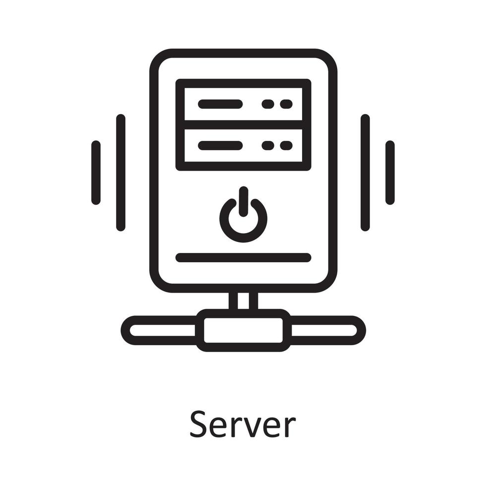 server vektor översikt ikon design illustration. moln datoranvändning symbol på vit bakgrund eps 10 fil