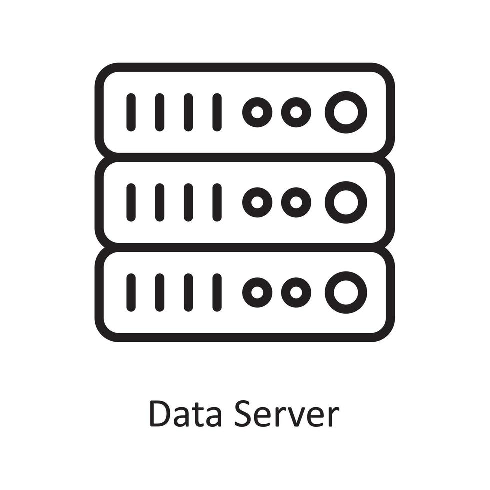 data server vektor översikt ikon design illustration. moln datoranvändning symbol på vit bakgrund eps 10 fil