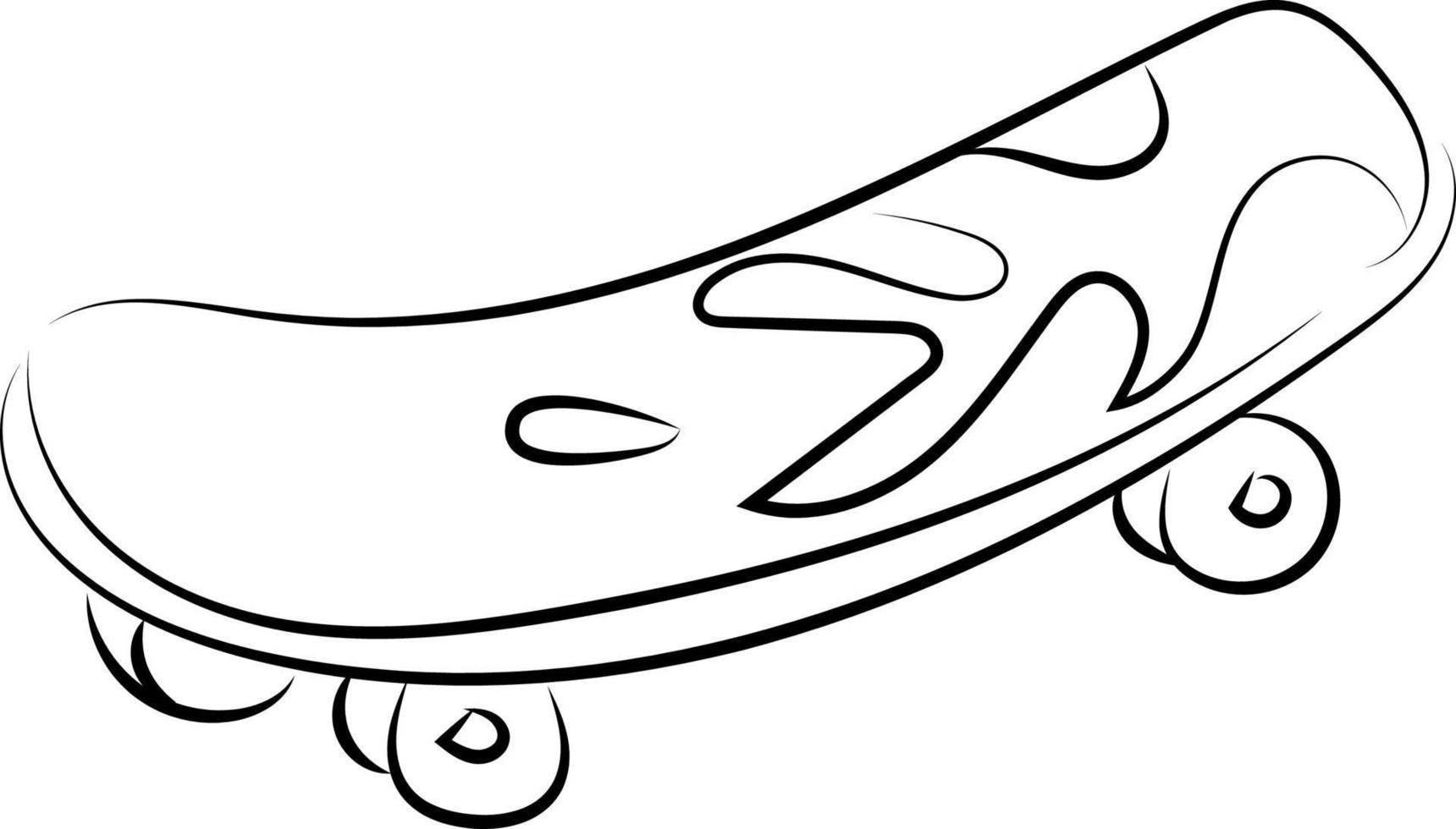 skateboard med lågor, illustration, vektor på vit bakgrund.