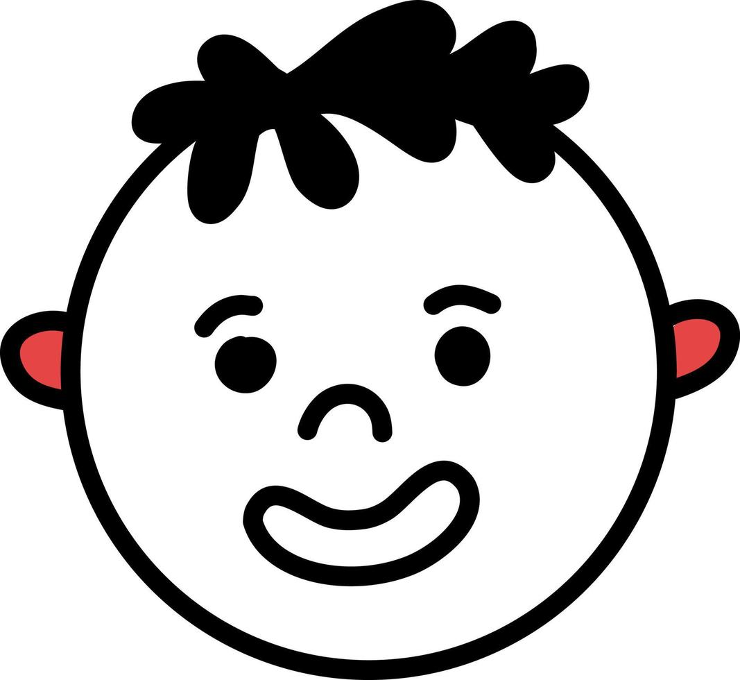 glücklicher kleiner Junge mit roten Ohren, Illustration, Vektor auf weißem Hintergrund.