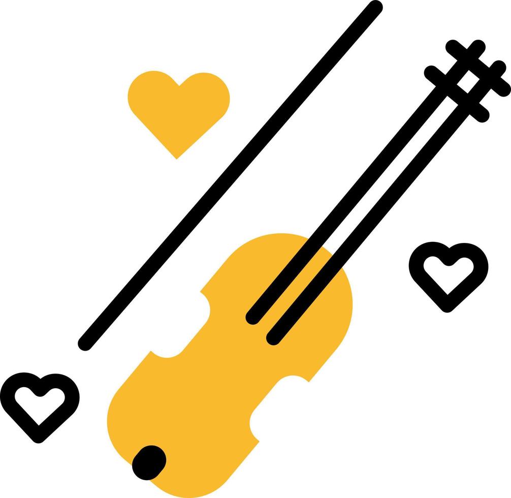 Valentinstag Violine, Illustration, Vektor auf weißem Hintergrund.