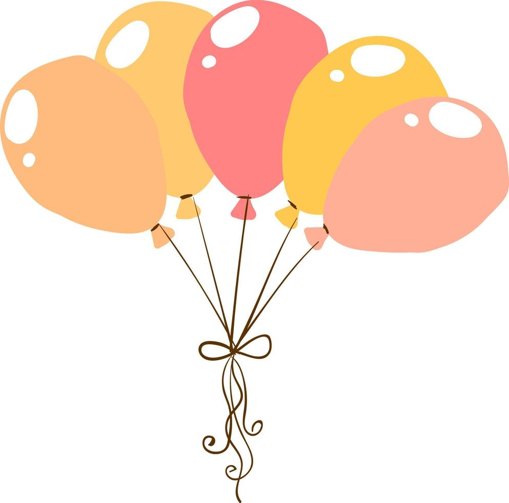 Flerfärgad ballonger, illustration, vektor på vit bakgrund.