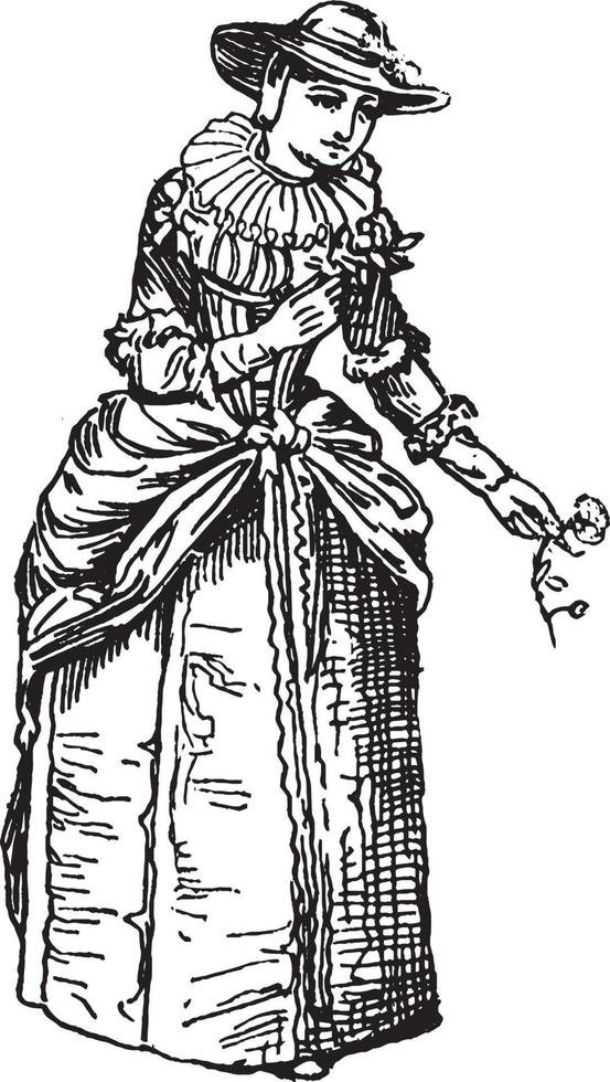 lady av London från de tid av charles ii, årgång illustration. vektor