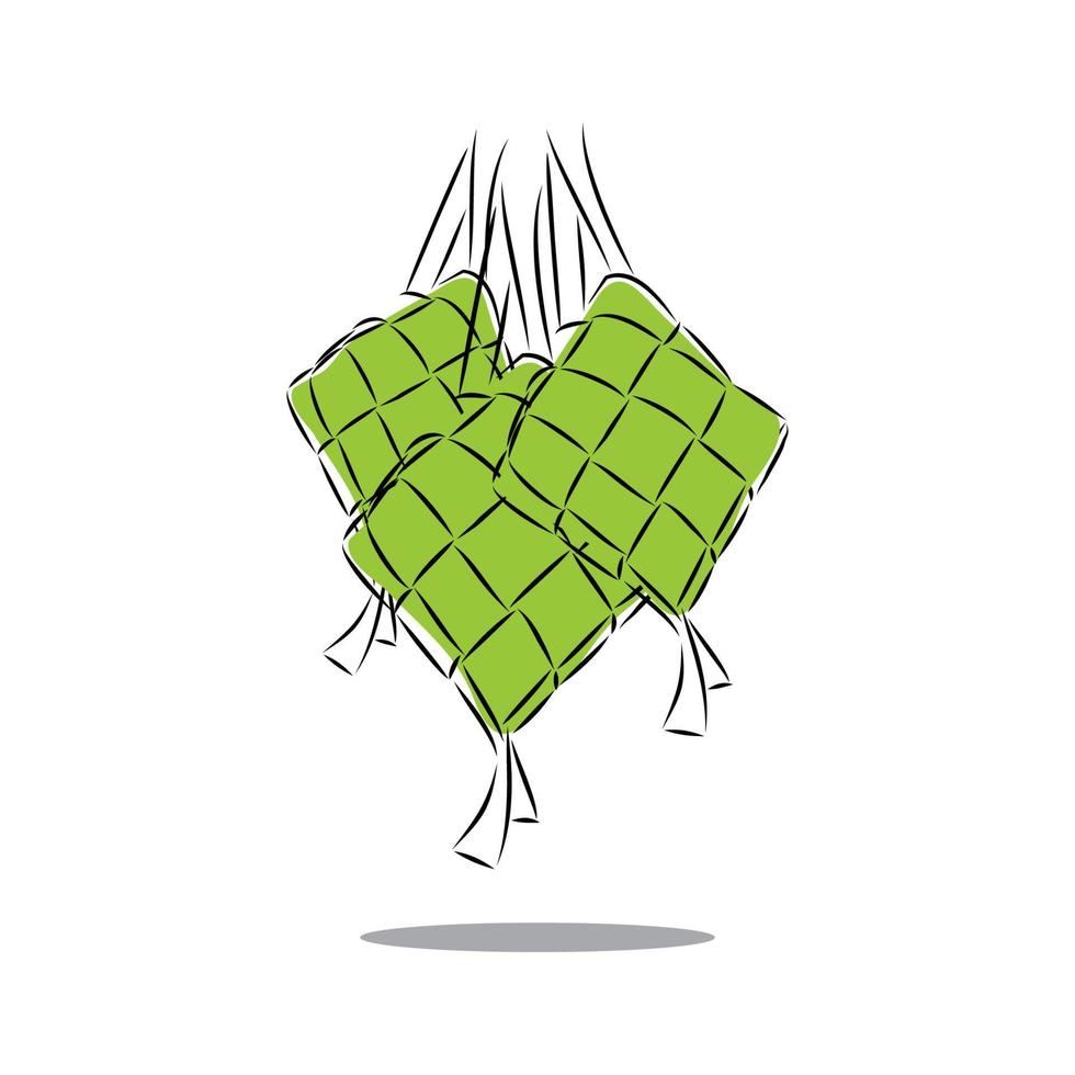 Ketupat. Reisknödel Lebensmittel-Vektor-Illustration. geeignet für islamische grüße, eid mubarak traditionelles essen, ramadan-essen. vektor