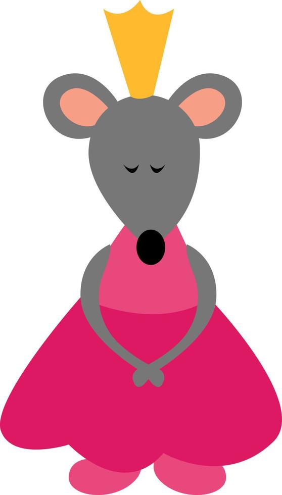 Prinzessin Maus, Illustration, Vektor auf weißem Hintergrund.