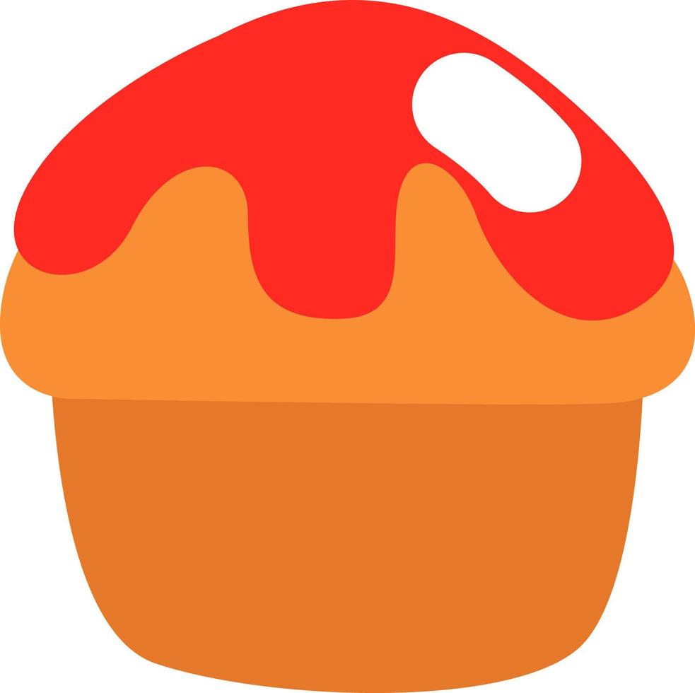 Street Food Cupcake, Illustration, Vektor auf weißem Hintergrund.