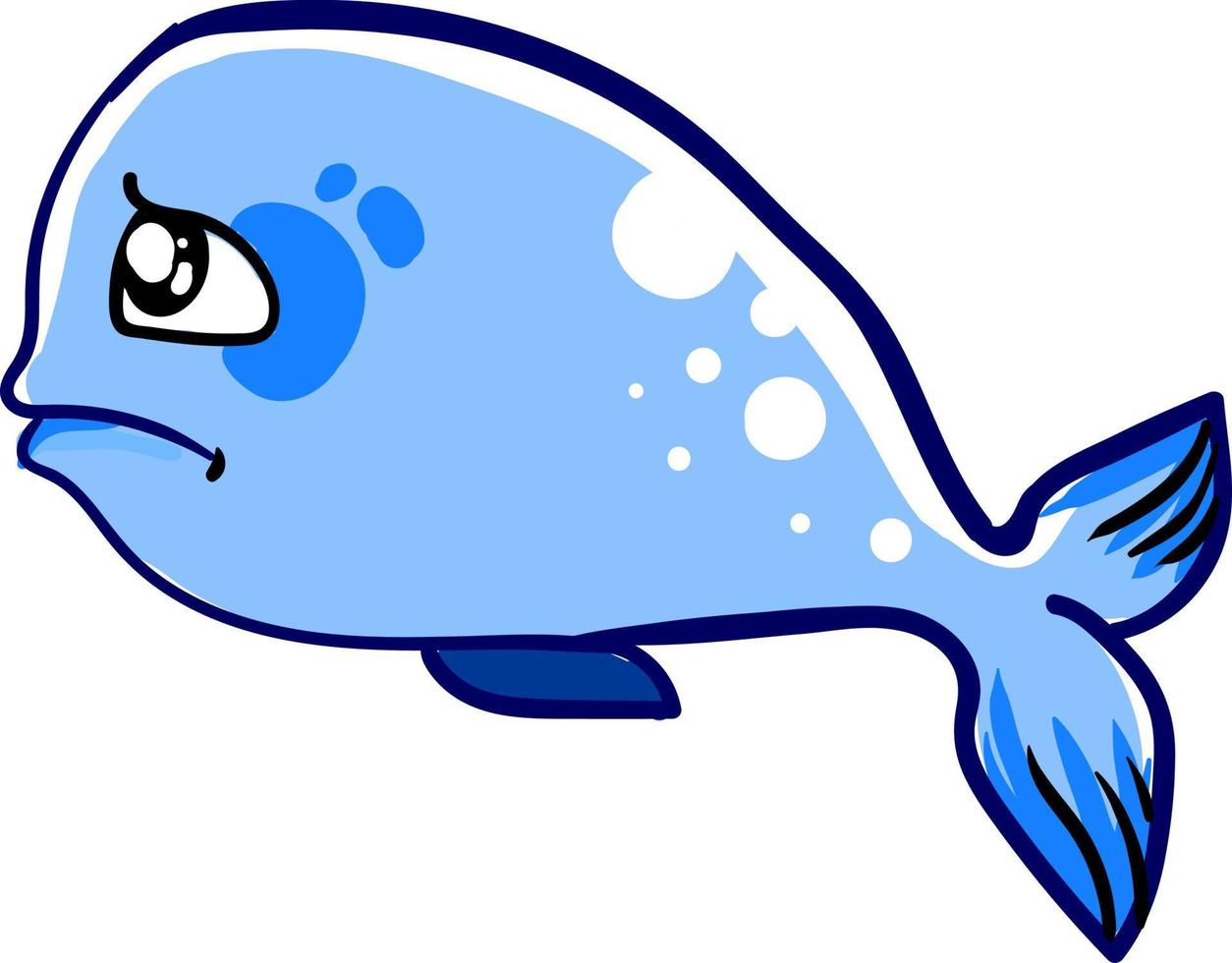 blauer Fisch, Illustration, Vektor auf weißem Hintergrund.