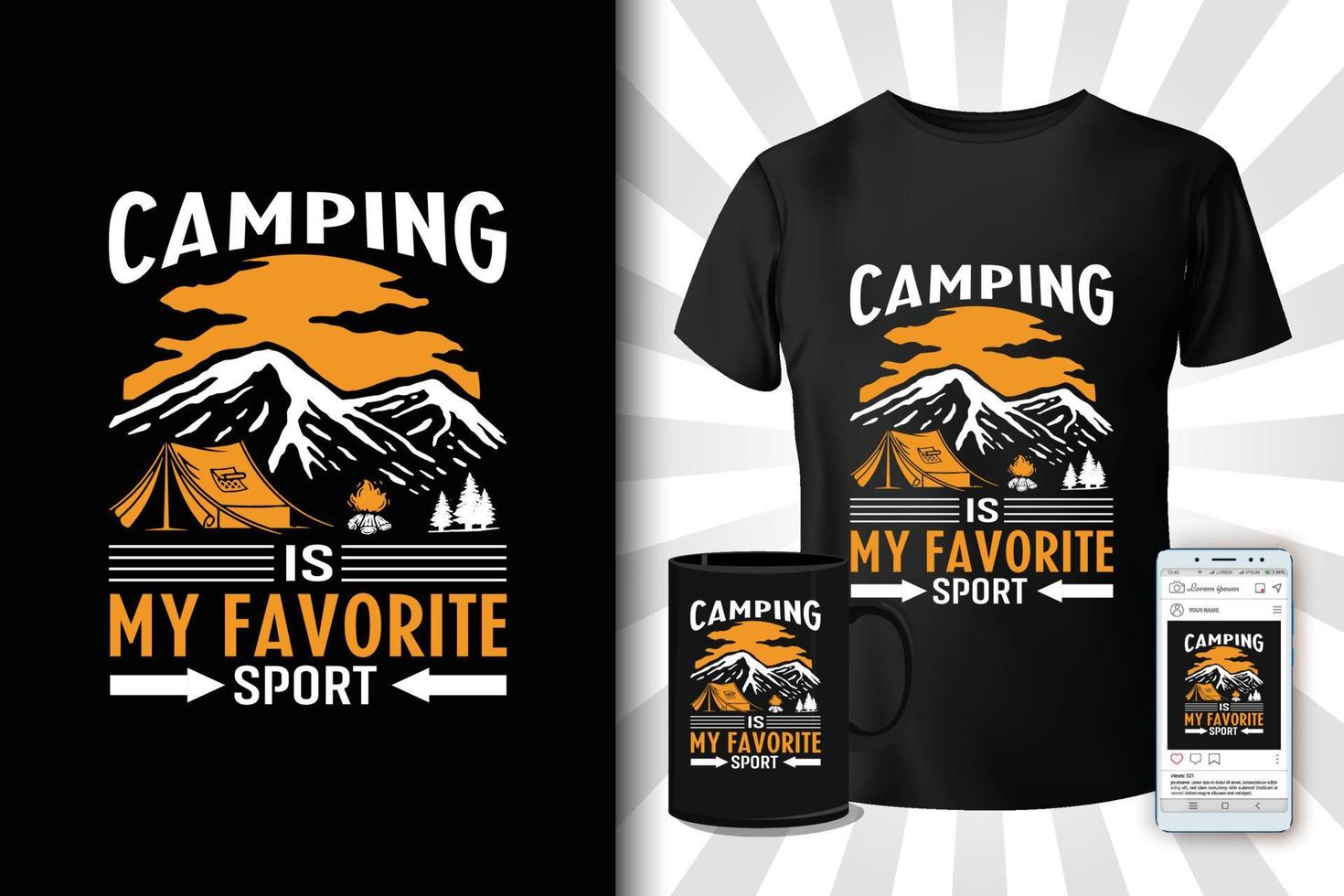 camping är min favorit sport t-shirt design vektor