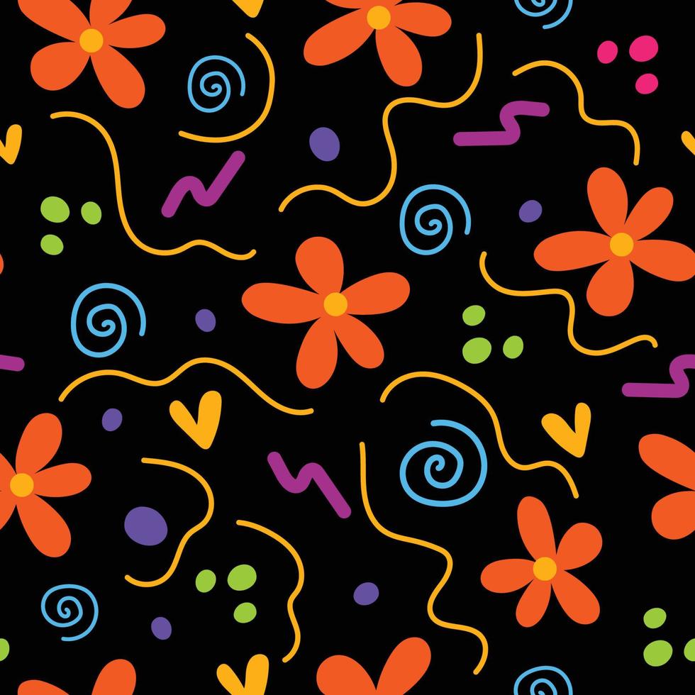 Gekritzelblume abstrakter handgezeichneter nahtloser Musterhintergrund. Design für Vorlage, Buchumschlag, Poster, Tapete. Vektor-Illustration vektor