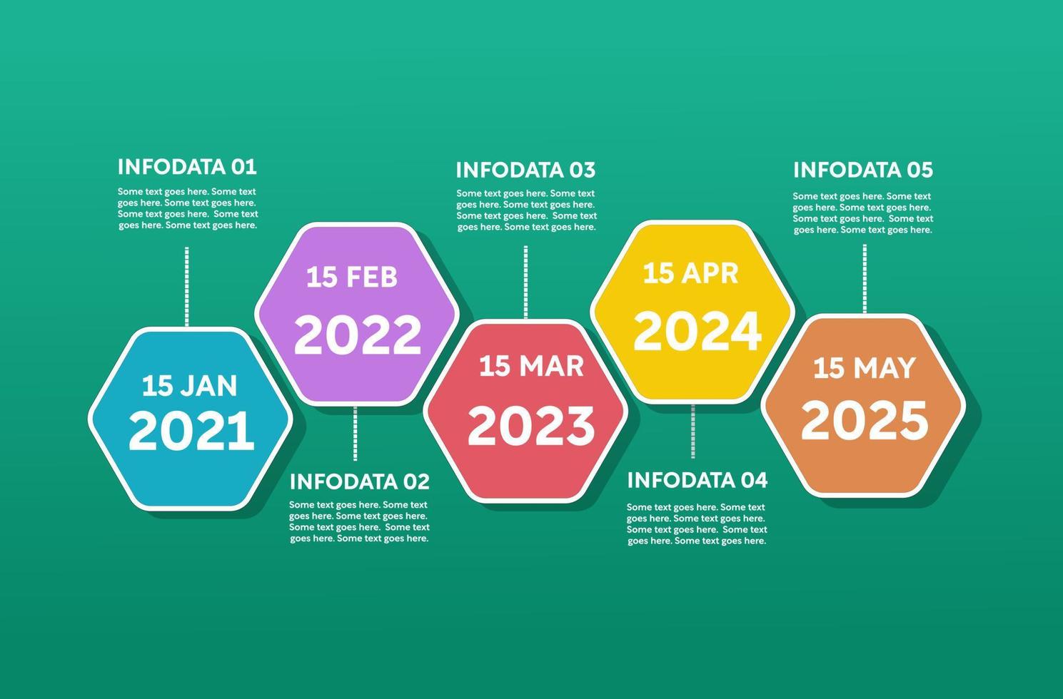 Infografik mit 5 Schritten in sechseckiger Form vektor