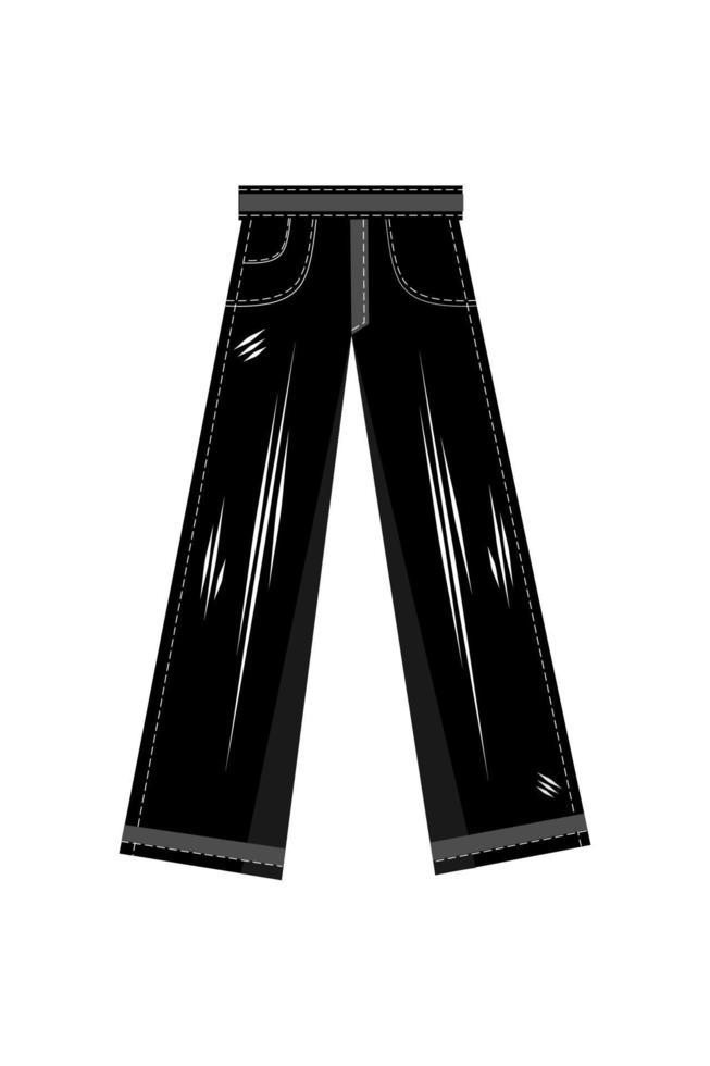 jeans är svart. utsvängd byxor från de höft. vektor illustration. mode och stil. kvinnors herr- Kläder. butiker och skyltfönster. skav, nedskärningar