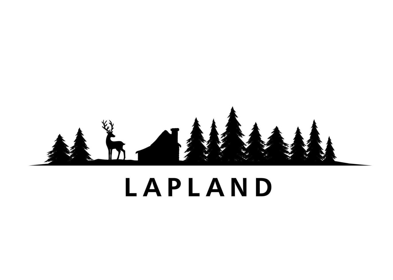 Lappland Landschaft schwarze Vektorgrafik vektor
