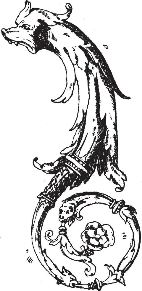 delfin penna teckning var designad förbi Lucas von leyden under de 16: e århundrade, årgång gravyr. vektor