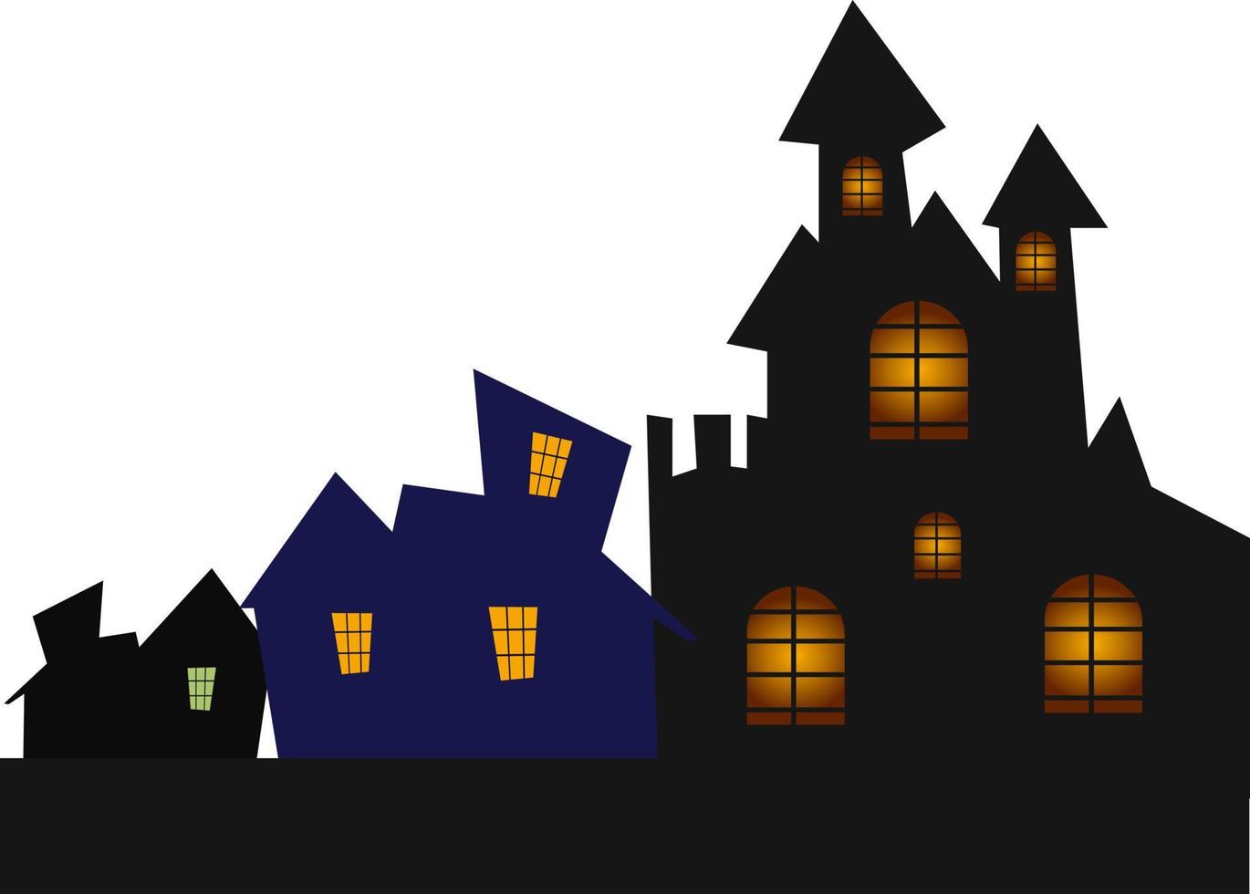 Halloween-Hexenhaus-Set, das in Horror-Nacht-Grusel-Symbol heimgesucht wird vektor