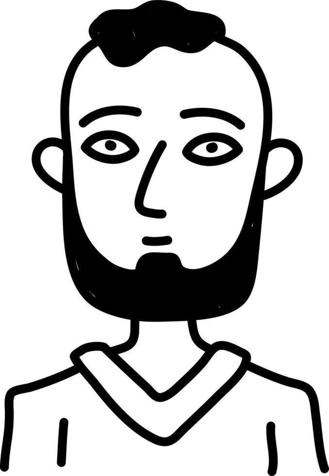 Junge mit dickem schwarzem Bart, Illustration, auf weißem Hintergrund. vektor