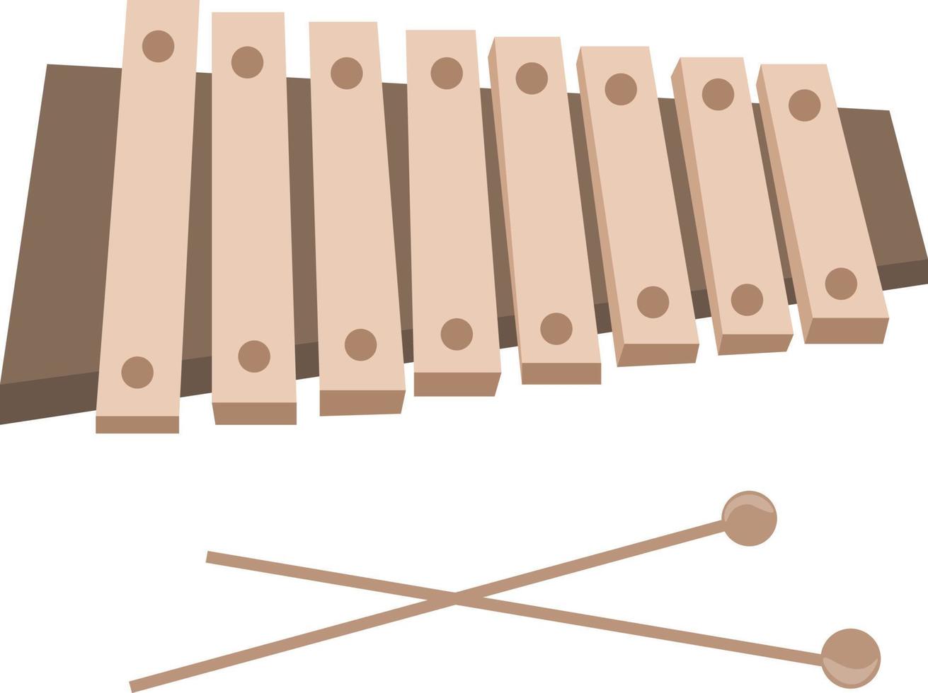 Xylophon-Instrument, Illustration, Vektor auf weißem Hintergrund.