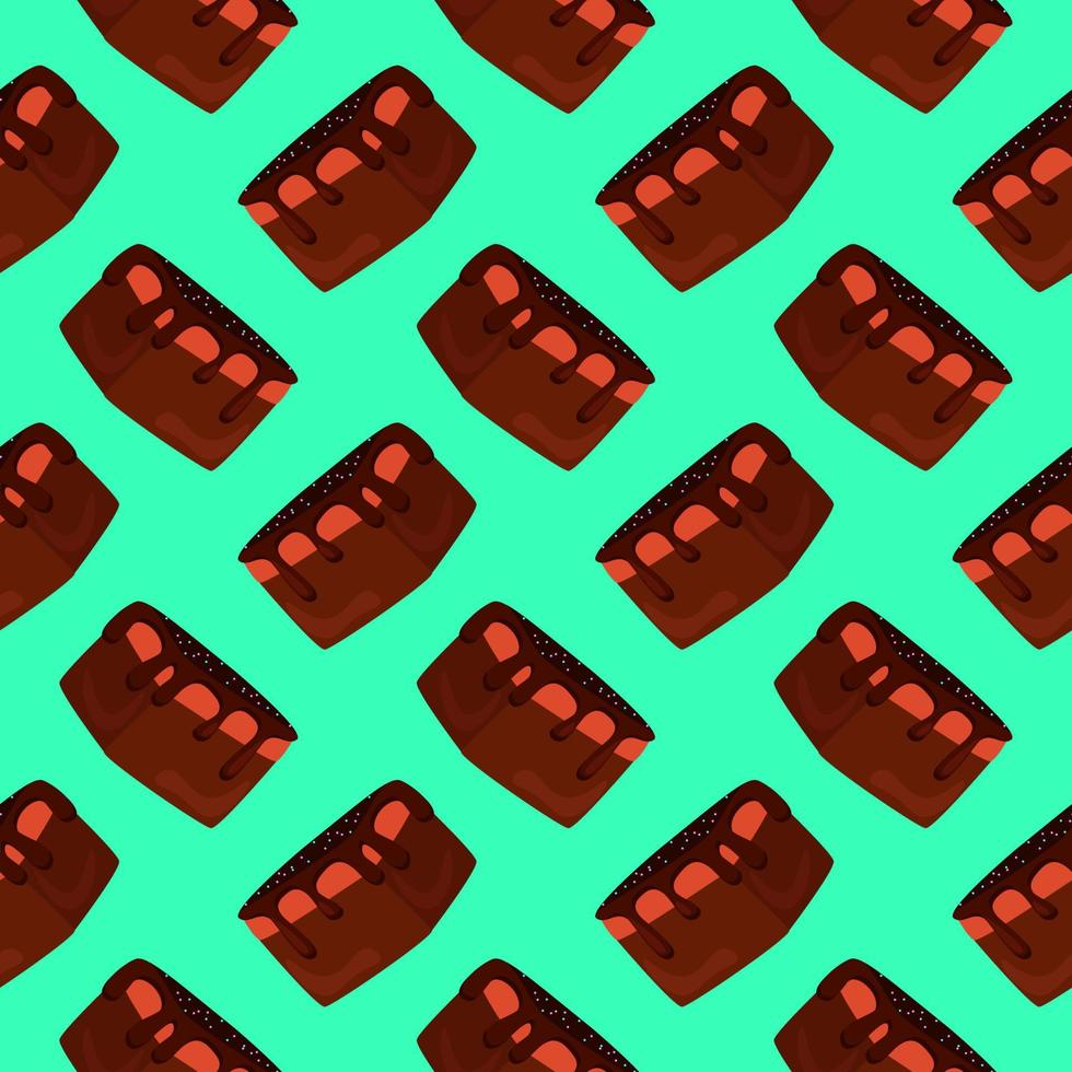 choklad kakor mönster, sömlös mönster på grön bakgrund. vektor