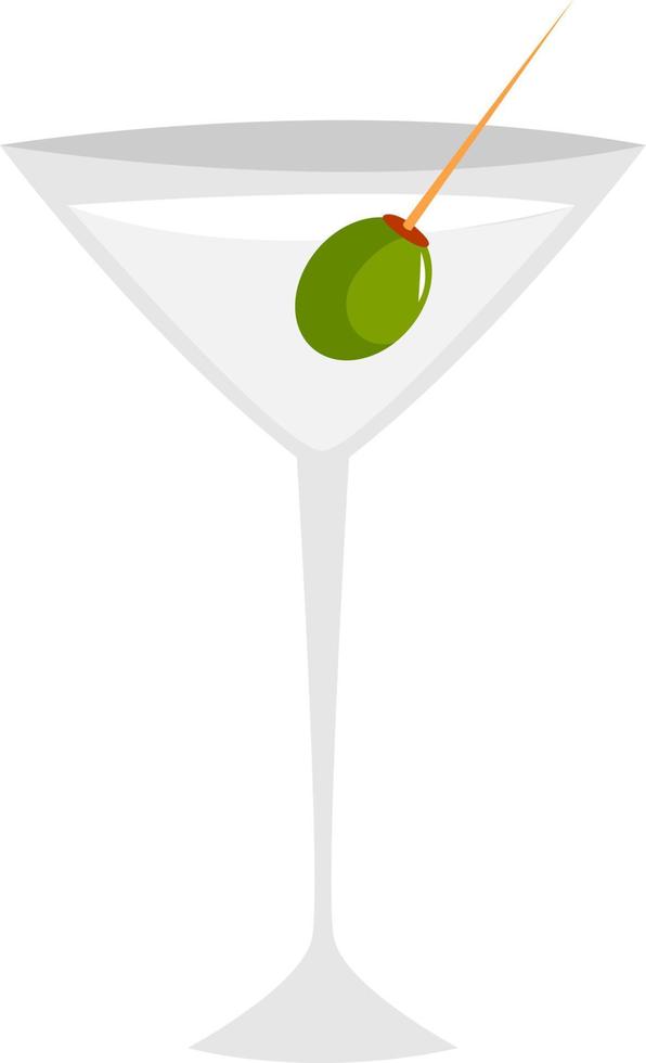Martini med oliv, illustration, vektor på vit bakgrund.