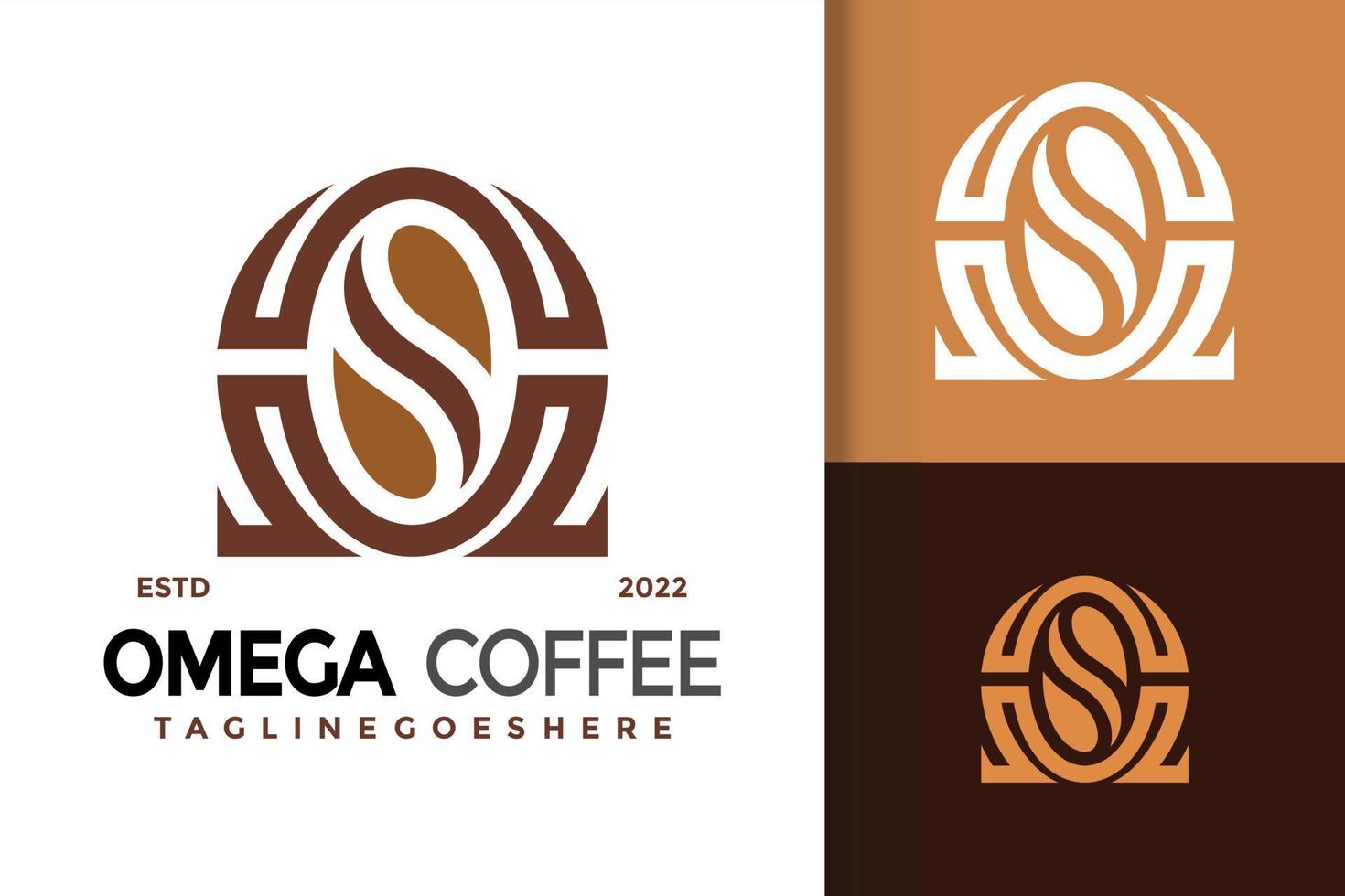 Omega-Kaffee-Logo-Design, Markenidentitäts-Logos-Vektor, modernes Logo, Logo-Designs-Vektor-Illustrationsvorlage vektor