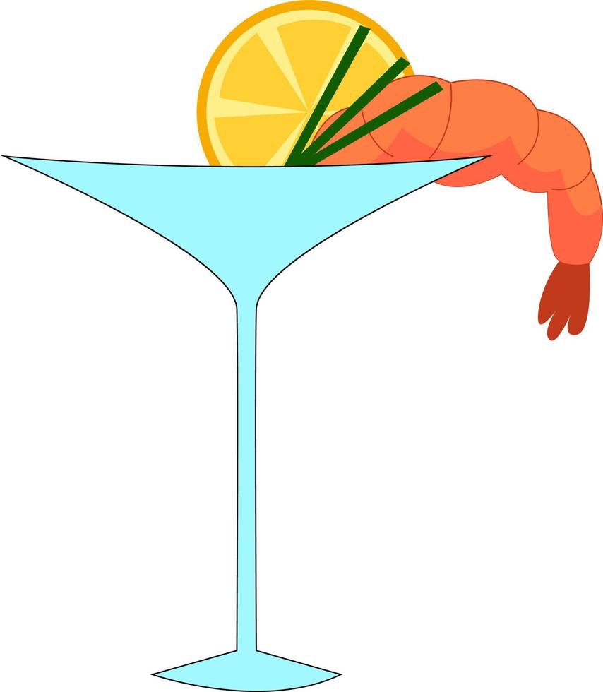 cocktail med citron, illustration, vektor på vit bakgrund.