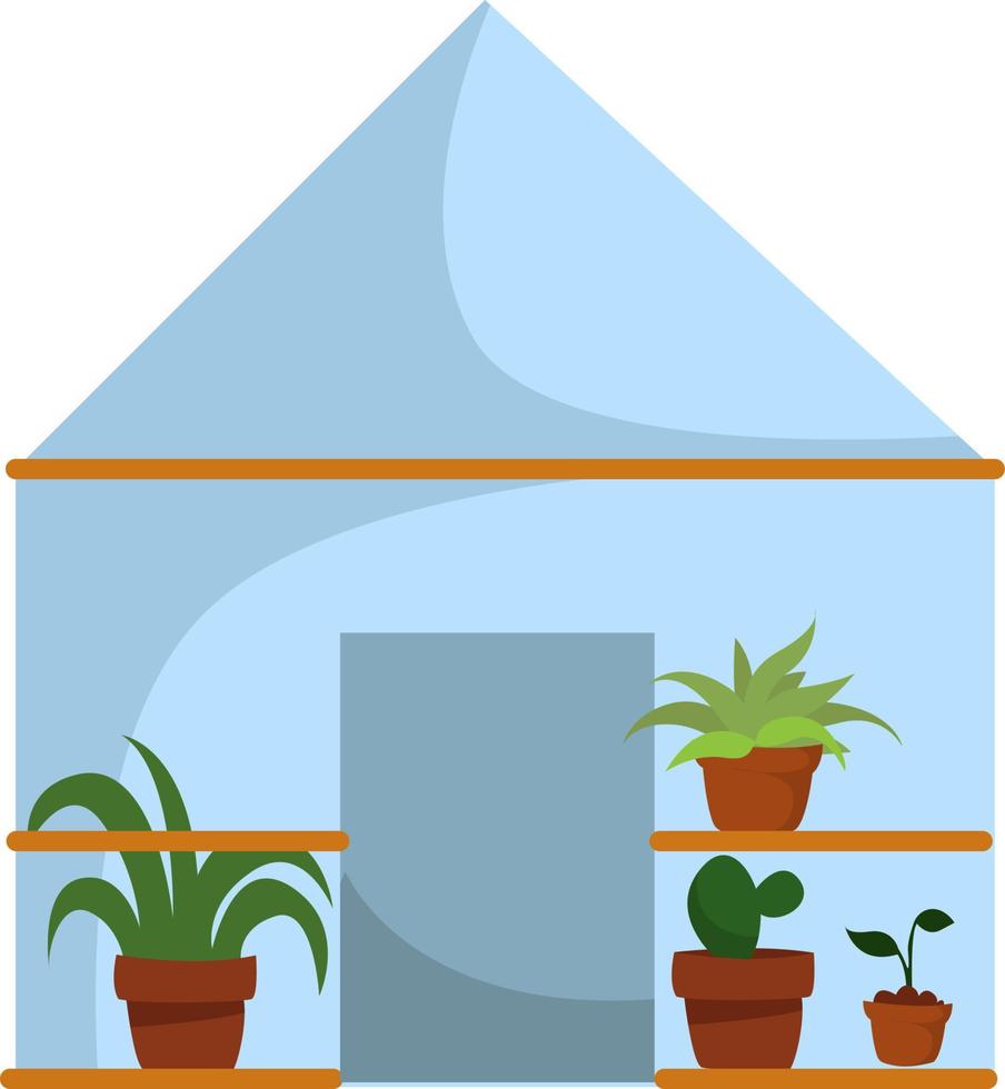 Haus mit Pflanzen, Illustration, Vektor auf weißem Hintergrund