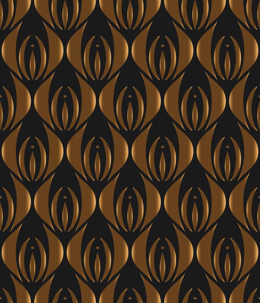 gyllene blommig konst nouveau sömlös mönster. guld lyx geometrisk dekorativ löv textur. konst deco blommor begrepp. vektor retro eleganta svart festlig bakgrund