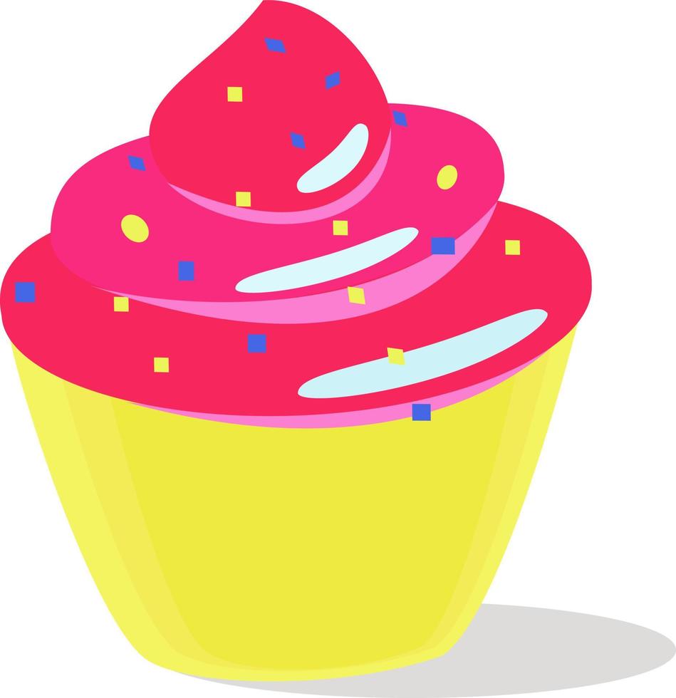 röd cupcake, illustration, vektor på vit bakgrund