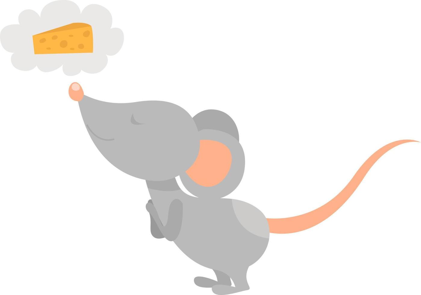 Maus träumt von Käse, Illustration, Vektor auf weißem Hintergrund