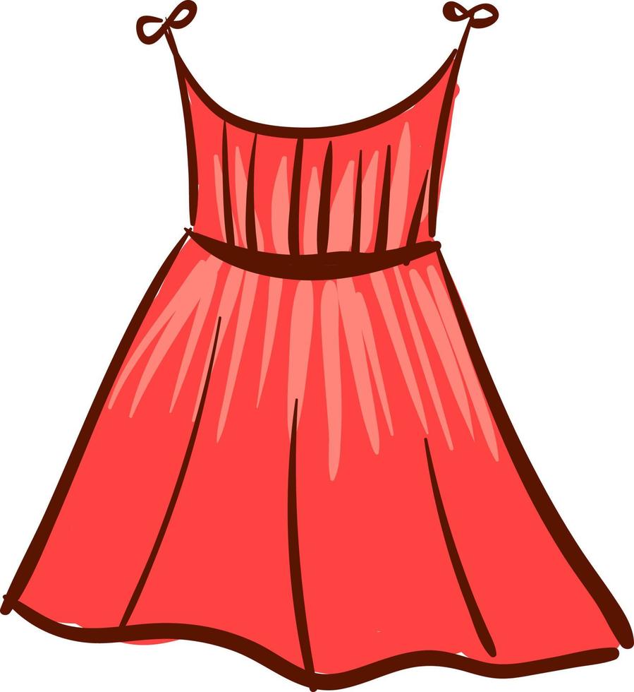 röd kvinna klänning, illustration, vektor på vit bakgrund.