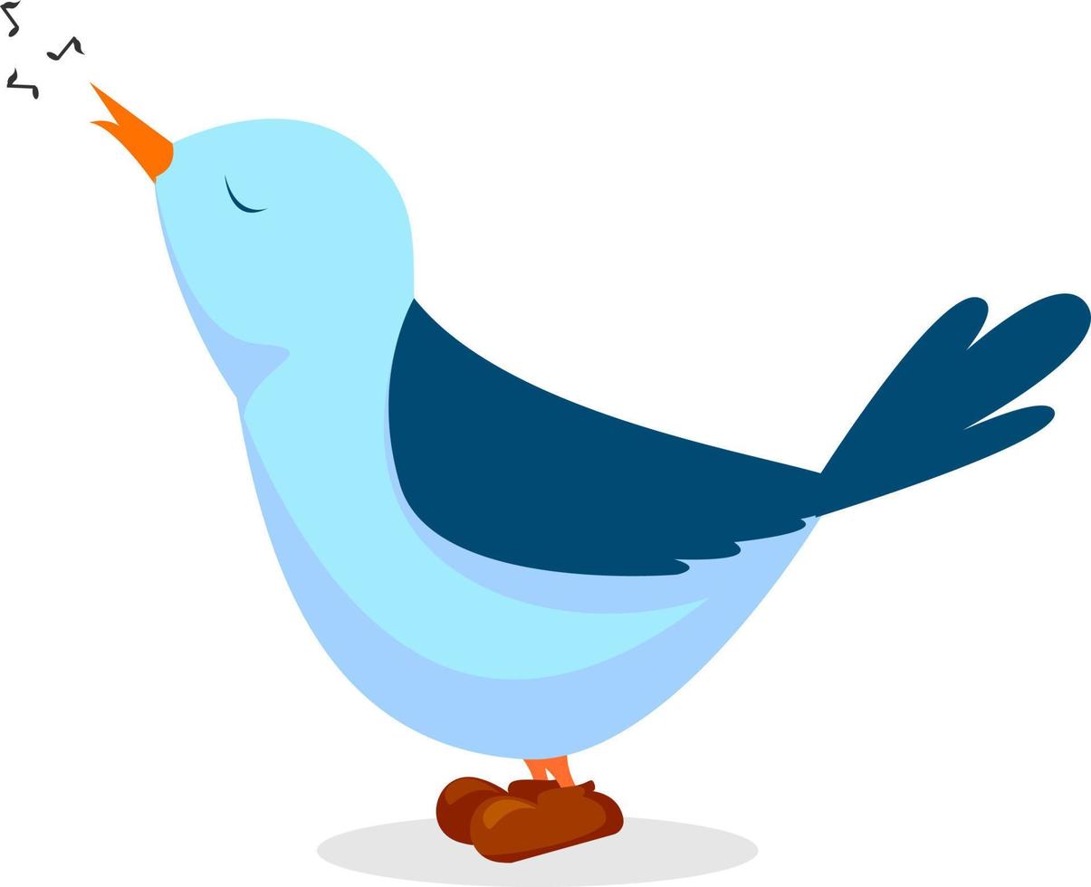 blauer Vogel, Illustration, Vektor auf weißem Hintergrund.
