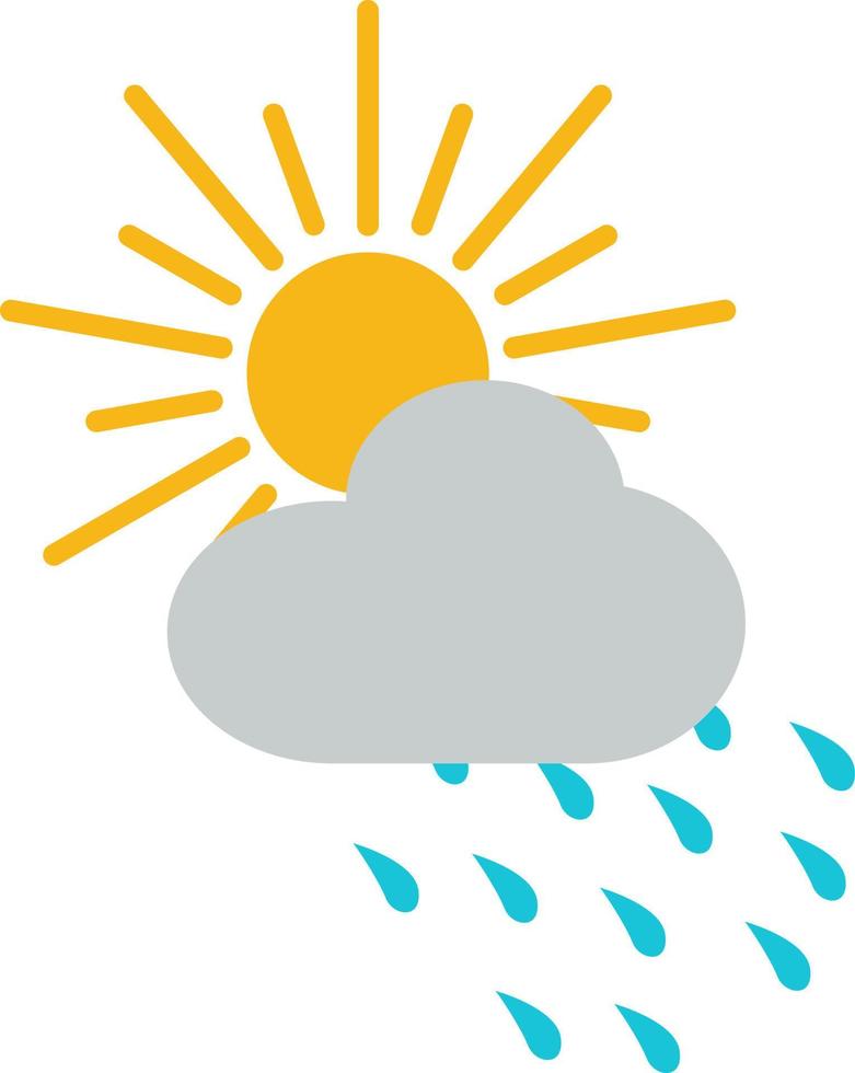 Sol med regn droppar, illustration, vektor, på en vit bakgrund. vektor