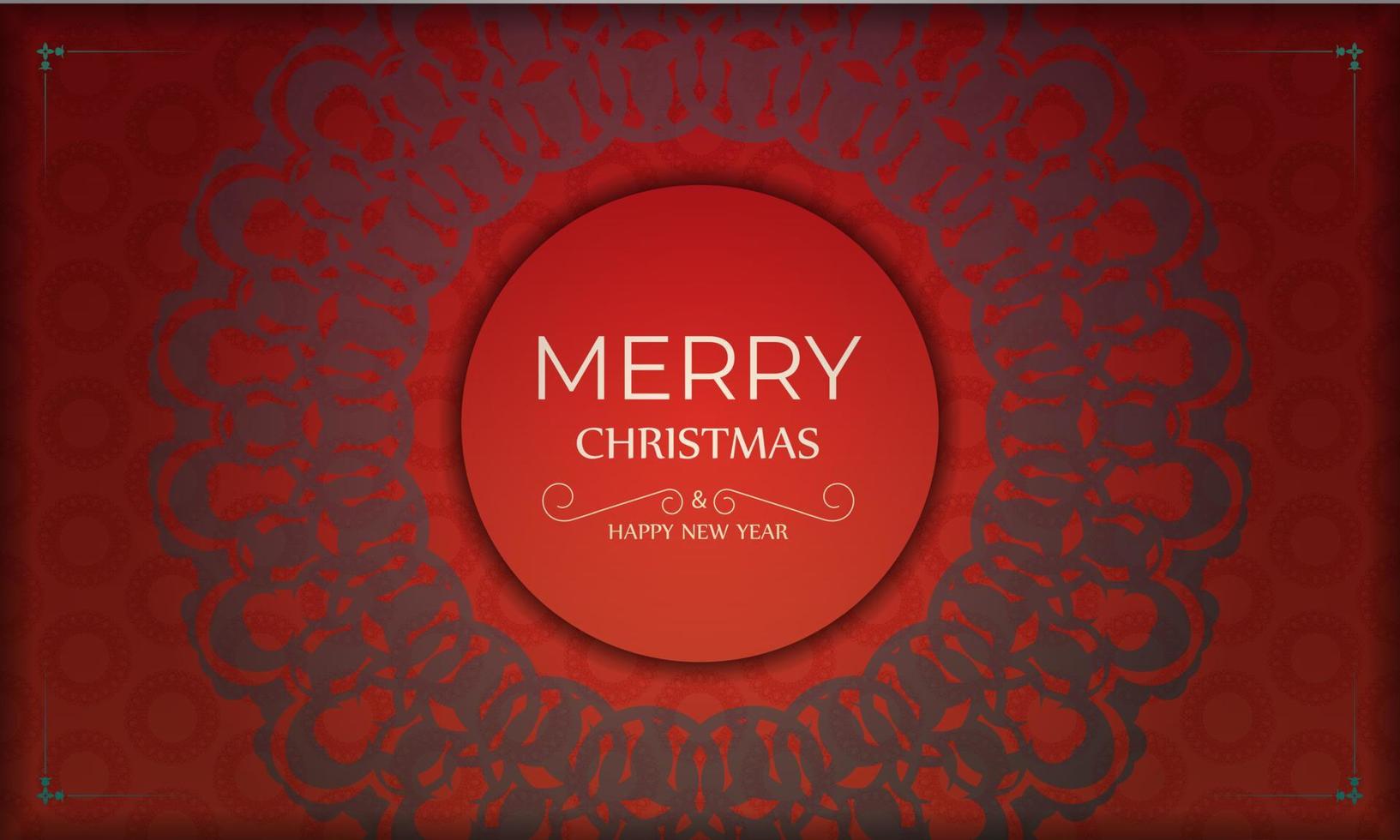 vykort mall glad jul och Lycklig ny år röd Färg med vinter- vinröd mönster vektor