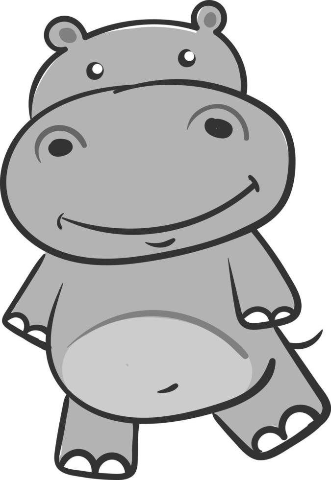 Lycklig flodhäst, illustration, vektor på vit bakgrund