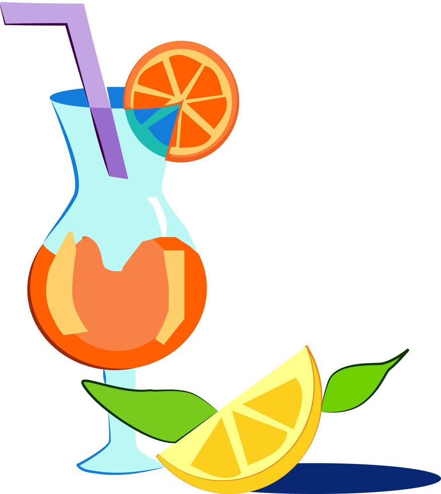 Cocktail, Illustration, Vektor auf weißem Hintergrund.