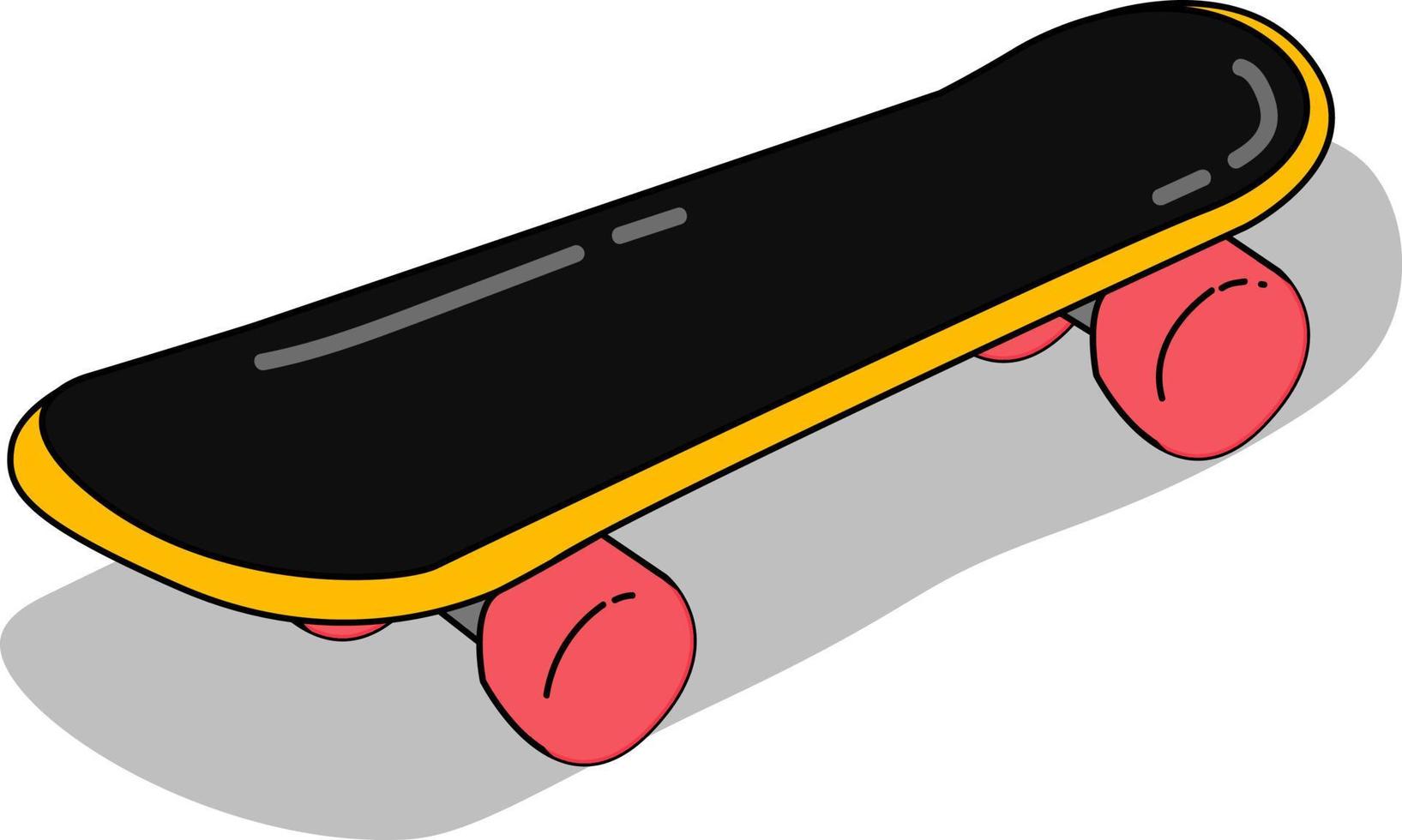 schwarzes Skateboard, Illustration, Vektor auf weißem Hintergrund