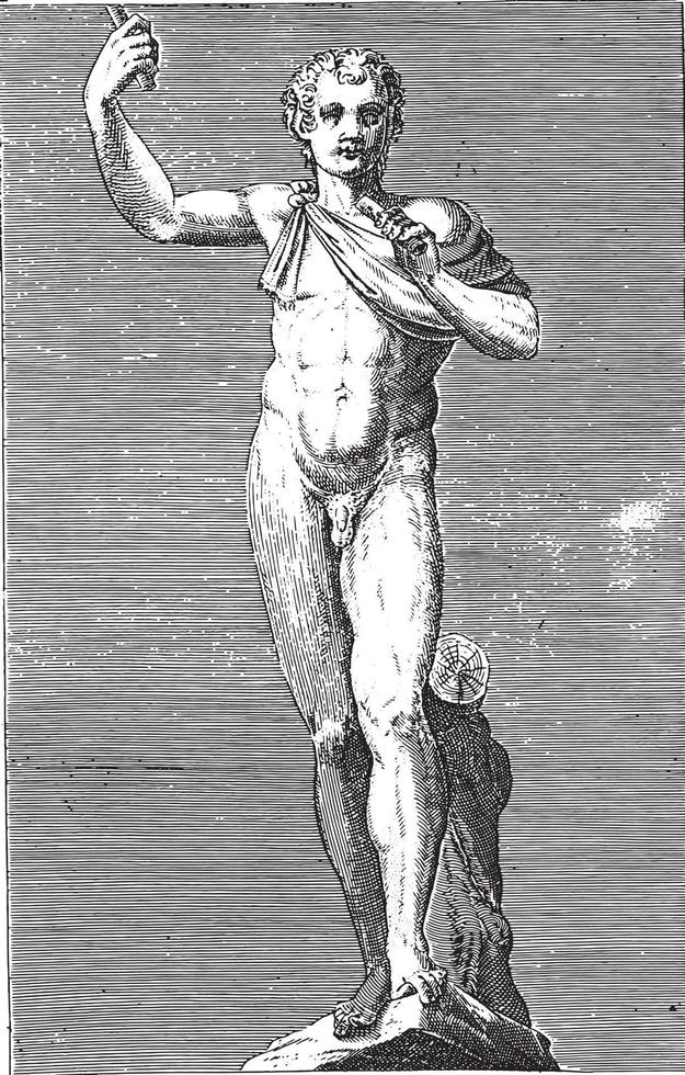 Skulptur eines Fauns, anonym, 1584, Vintage-Illustration. vektor