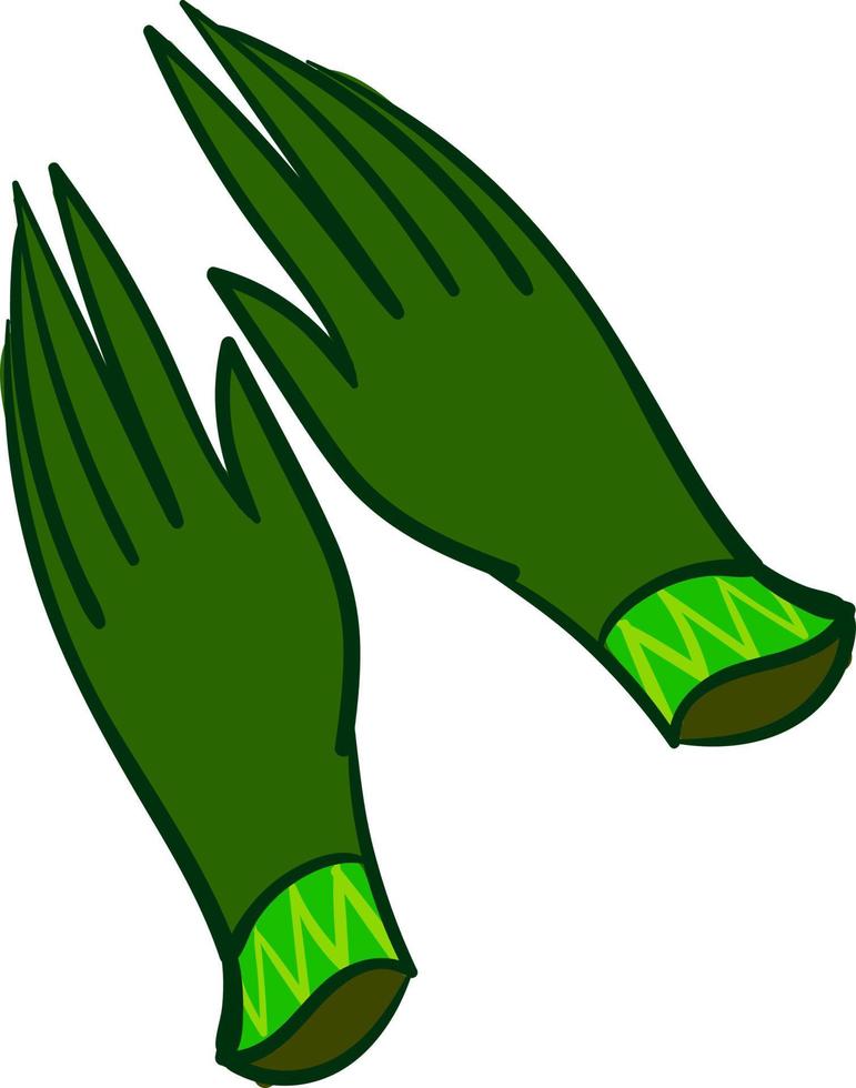 grüne Handschuhe, Illustration, Vektor auf weißem Hintergrund