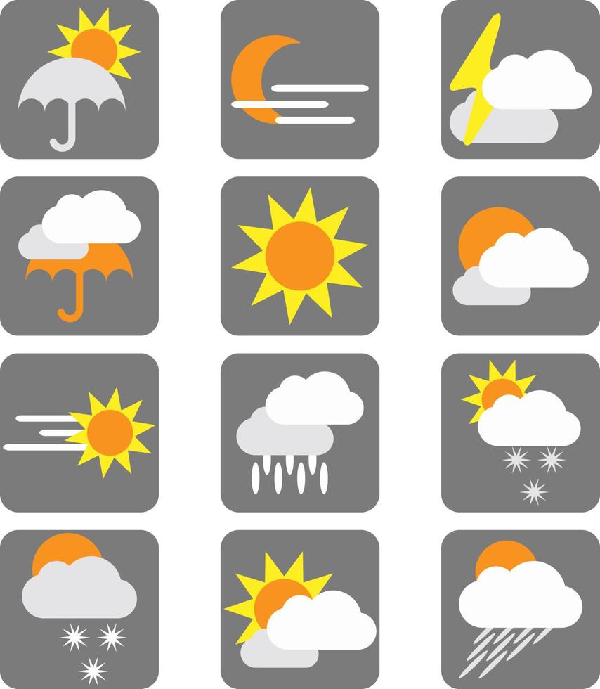 väder ikon uppsättning packa, illustration, vektor, på en vit bakgrund. vektor