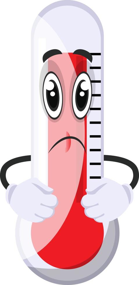 Neugieriges Thermometer, Illustration, Vektor auf weißem Hintergrund.