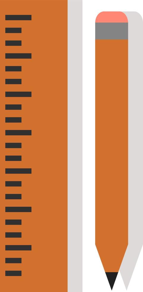 orange penna och linjal, illustration, vektor på vit bakgrund.