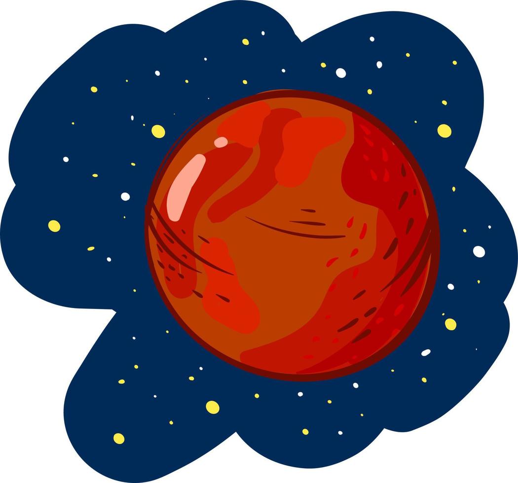 Planet Mars im Weltraum, Illustration, Vektor auf weißem Hintergrund