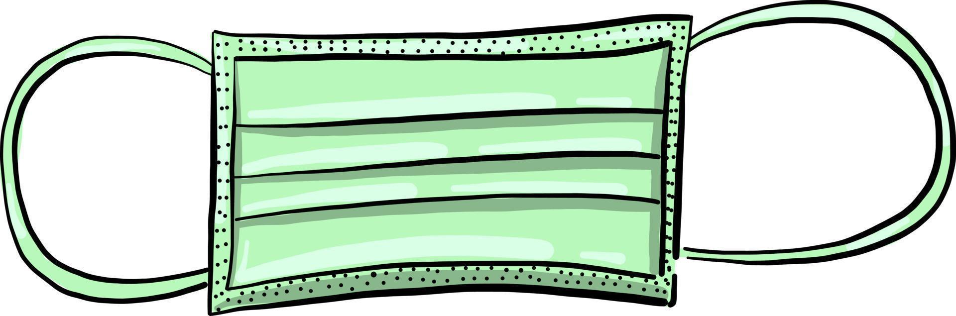 grüne medizinische Maske, Illustration, Vektor auf weißem Hintergrund
