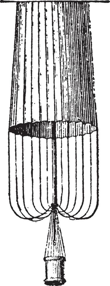 garnerin fallskärm stigande, årgång illustration. vektor