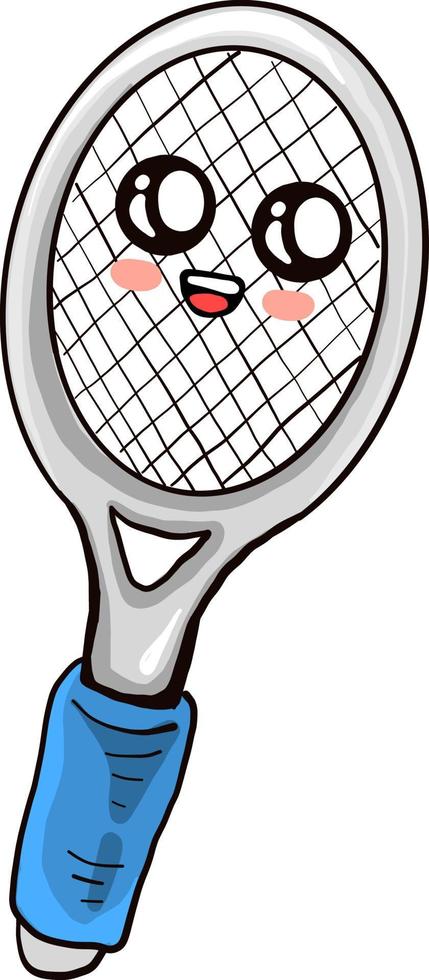 süßer Tennisschläger, Illustration, Vektor auf weißem Hintergrund