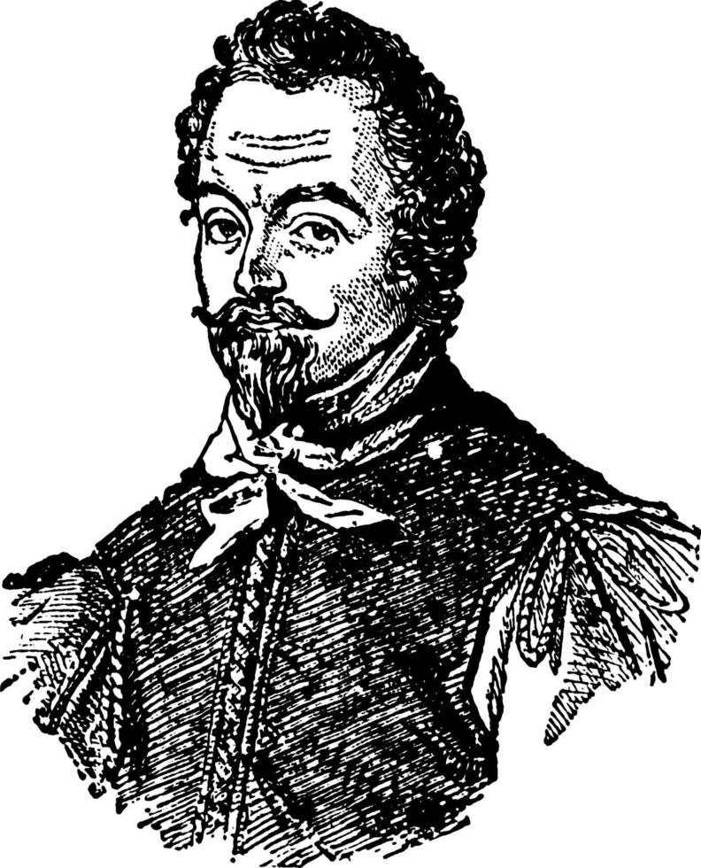 Sir Francis Drake, Vintage-Illustration vektor