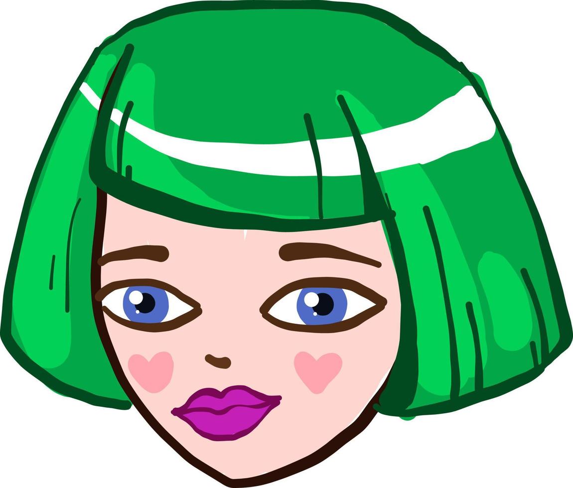 Mädchen mit grünen Haaren, Illustration, Vektor auf weißem Hintergrund