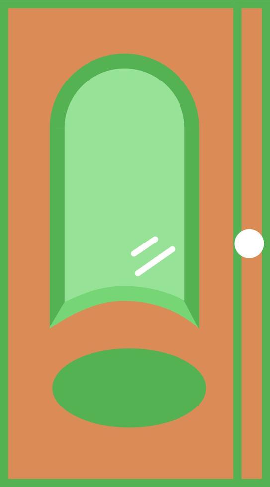 trä- grön glas dörrar, illustration, vektor, på en vit bakgrund.v vektor