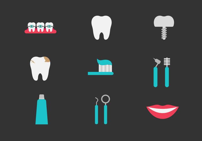 Freie Zähne und Zahnmedizin Icons vektor