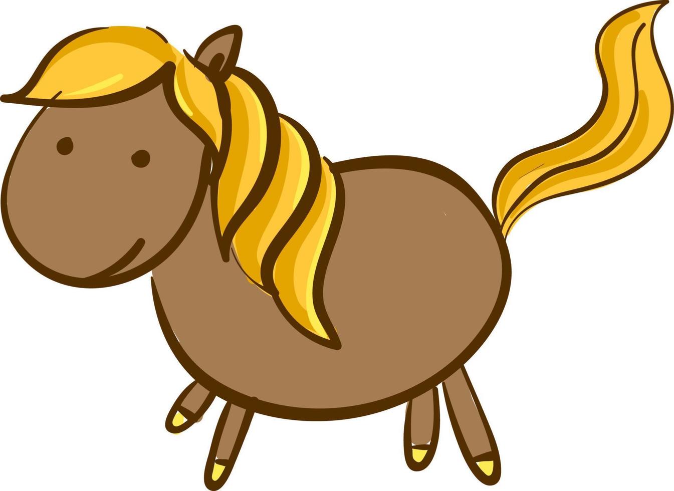 en häst med en guld svans, vektor eller Färg illustration.